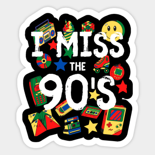 I Miss the 90's Nostalgia Vintage 1990s Throwback Red/Yellow/Green/Blue Sticker